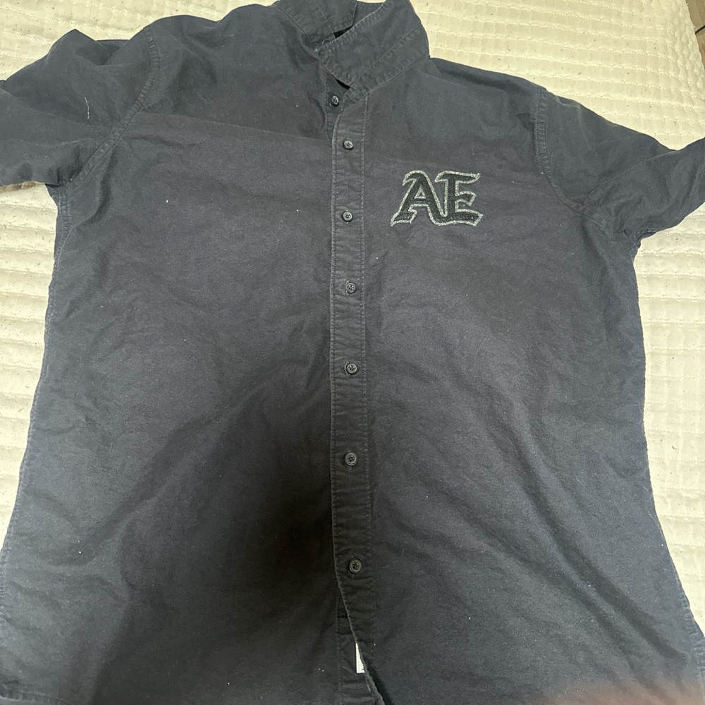 American Eagle Outfitters Black Casual Button Down Shirt
